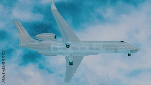 Futuristic Private Jet Takeoff with Holographic Scanner Effect