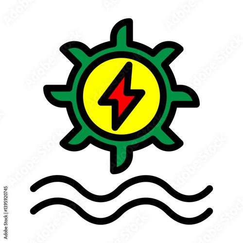 Water Turbine Vector Filled Icon Design