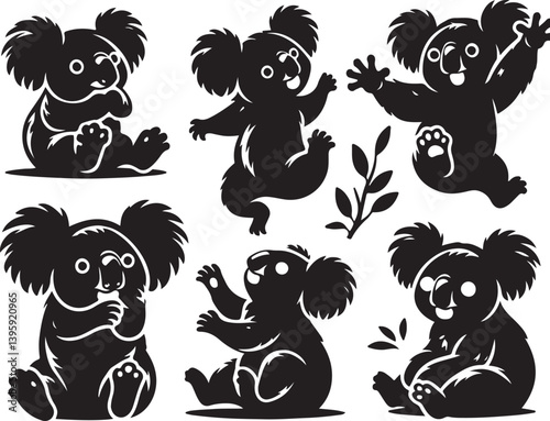 Wallpaper Mural animal pose with different style silhouette victor isolated on the white background. Torontodigital.ca