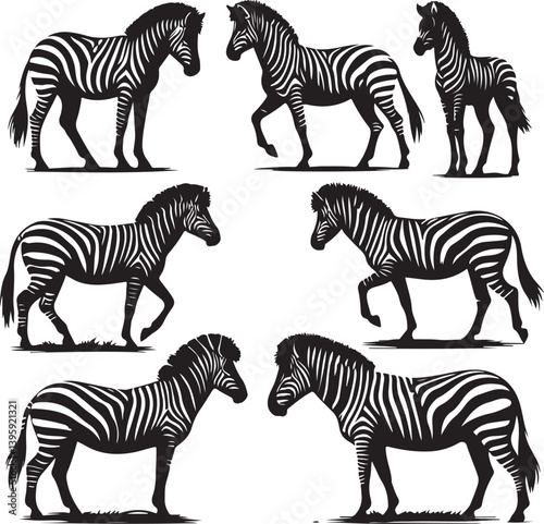 animal pose with different style silhouette victor isolated on the white background.