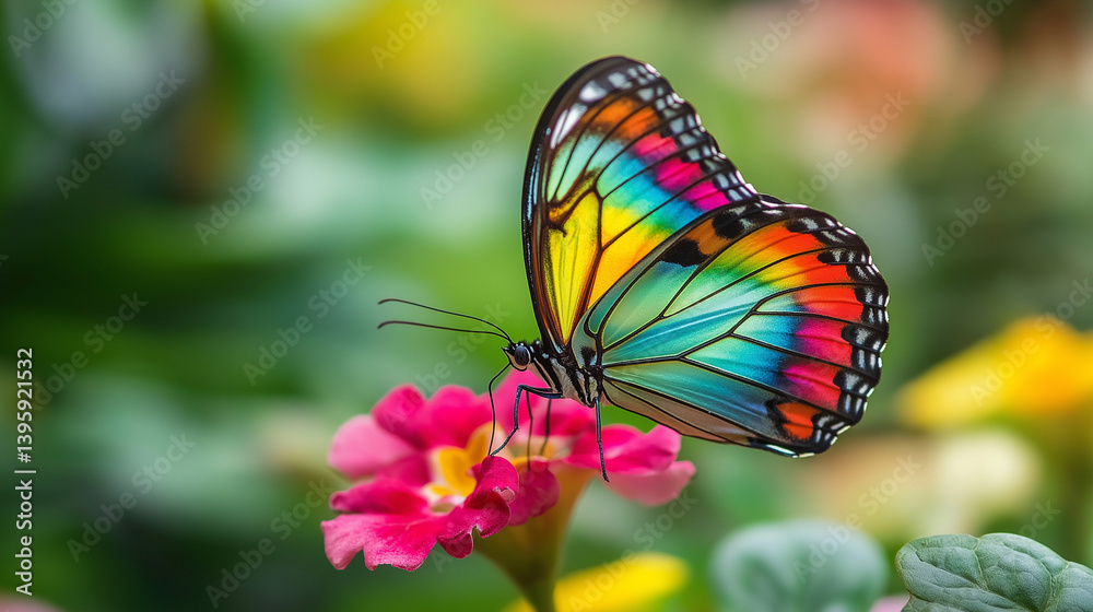 Naklejka premium Colorful Butterfly on Flower