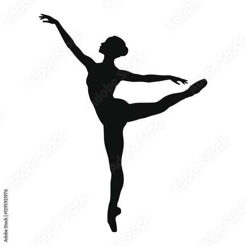 Graceful ballerina silhouette against a plain background/A striking silhouette of a ballerina in mid-leap, perfectly capturing the elegance and poise of a classical dance.