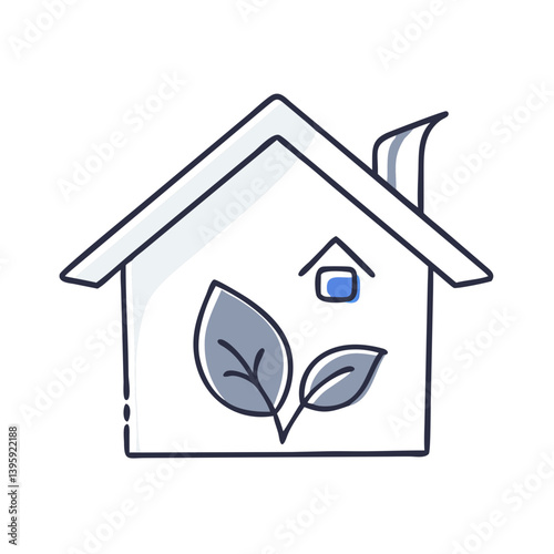 Eco-friendly house with green leaf symbol