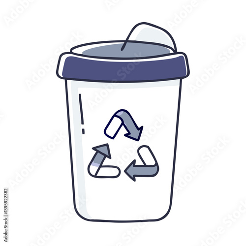 Recycling bin with lid in eco flat style