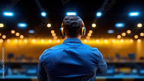 An acoustical engineer testing soundproof materials in an echo-free chamber.