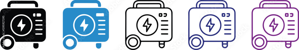  Portable Generator Icons in Various Colors and Styles