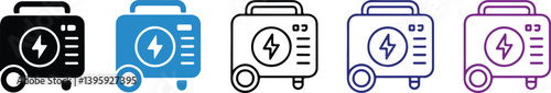 Portable Generator Icons in Various Colors and Styles