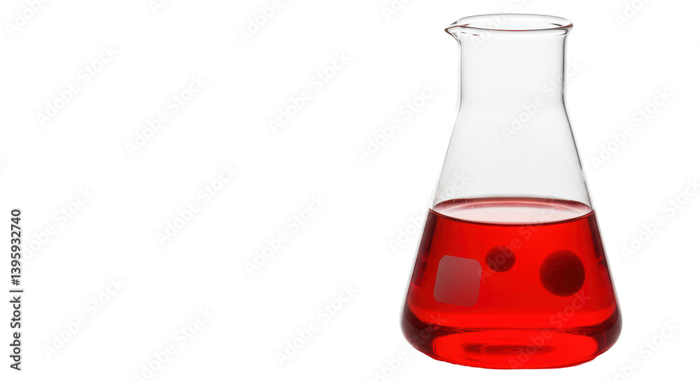 Isolated Erlenmeyer Flask with Red Liquid Isolated Erlenmeyer Flask with Red Liquid
