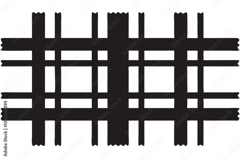 Bold black lines intersect, creating a powerful grid pattern with a stark, graphic effect. Bold black lines intersect, creating a powerful grid pattern with a stark, graphic effect.
