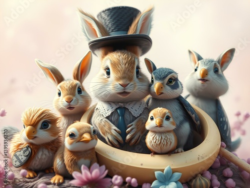 easter bunny and easter eggs