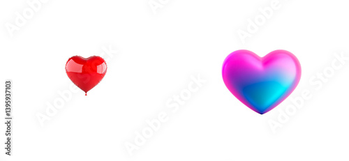 Wallpaper Mural Red heart balloon, colorful heart decor on black background, cut out transparent Torontodigital.ca