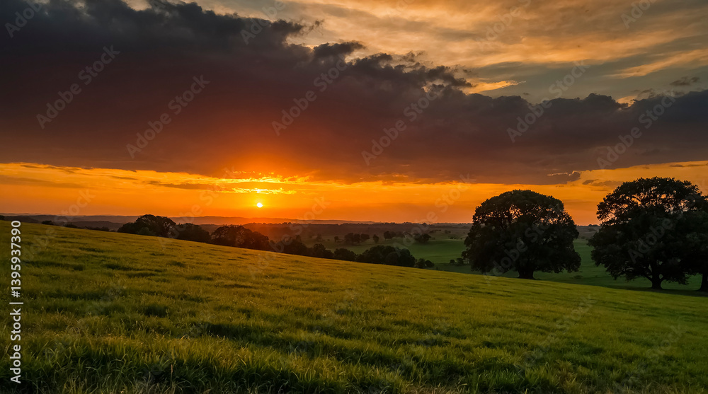 Fototapeta premium sunset over the field