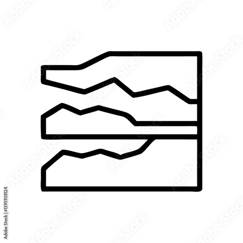 Layered geological formations revealing Earth's ancient history with bold black lines and a simple square frame.