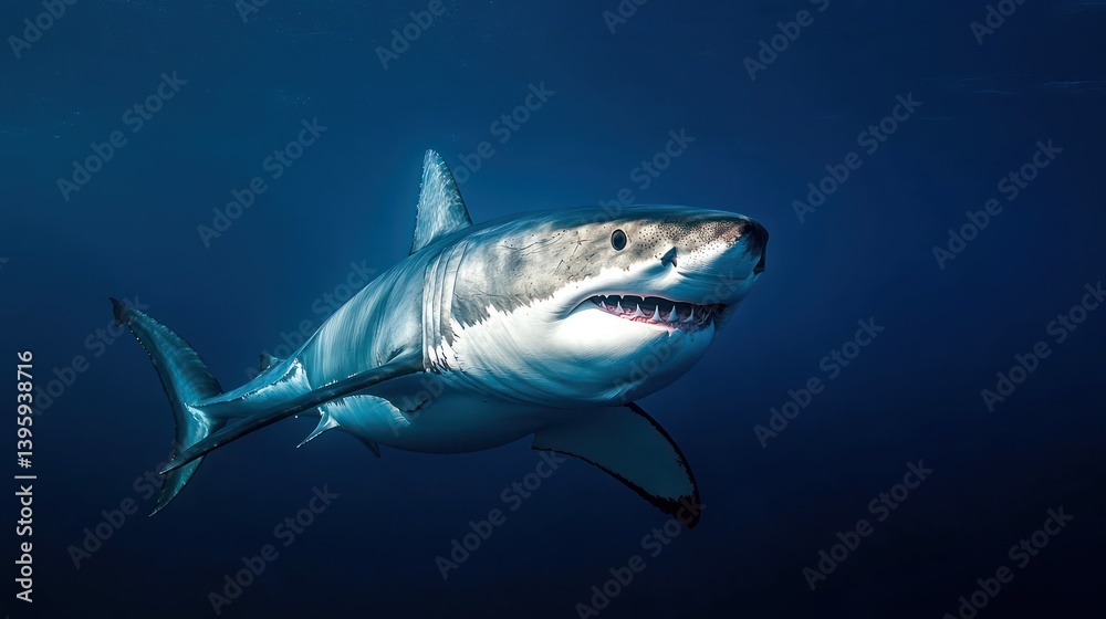 Fototapeta premium Great white shark underwater ocean