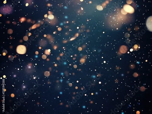 Abstract blurred lights and bokeh on a dark background, christmas or new year's celebration