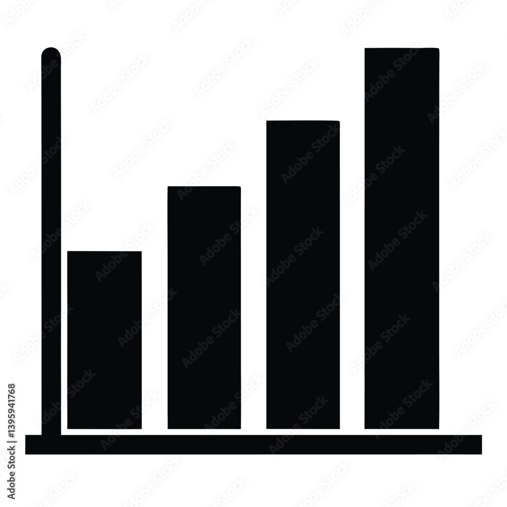 Bar Chart icon silhouette isolated on white background Bar Chart icon silhouette isolated on white background