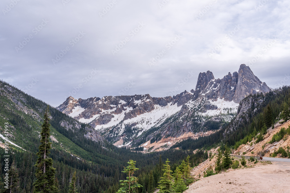Obraz premium Majestic mountains with forest foreground in Vancouver, Canada, North America. Day time on June 2024.