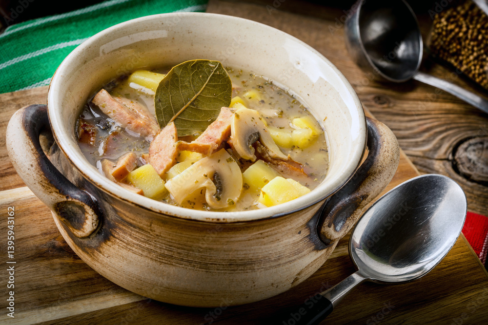 The sour soup made of rye flour.