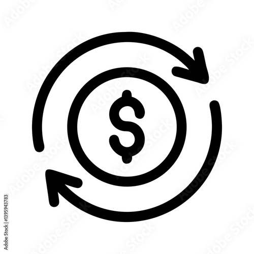 Dollar Symbol With Rotating Arrows Icon Design