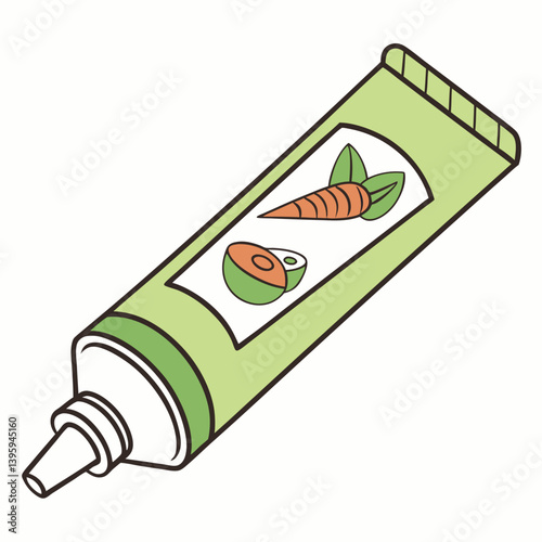 Minimalist Vector Wasabi Tube Icon with Gray Cap for Japanese Cuisine Graphics in Editable Style