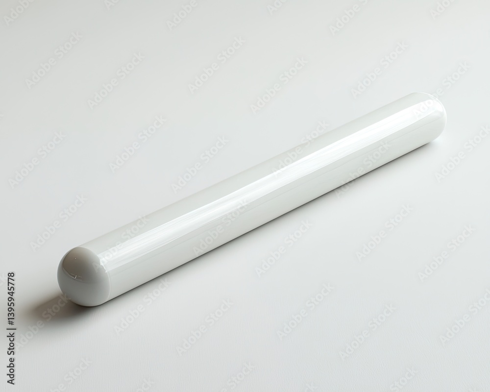 Sleek white ceramic rolling pin, ideal for baking and pastry making.  Smooth surface, easy to clean