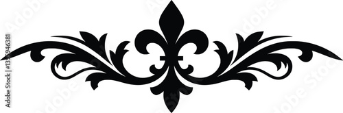 Fleur-de-Lis Ornament Design, Elegant Vintage Decorative Vector