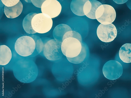 Blurred bokeh lights background with defocused circular light spots, abstract night illustration for a banner, poster or greeting card template