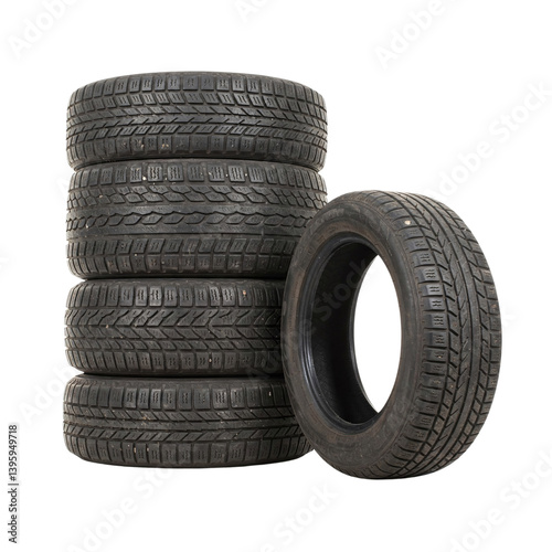 stack of tires isolated on transparent background 