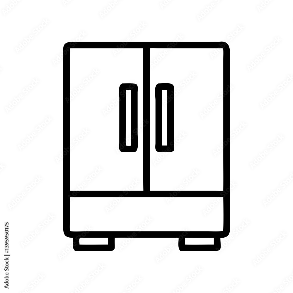 Double Door Refrigerator Outline Style Icon Design Double Door Refrigerator Outline Style Icon Design