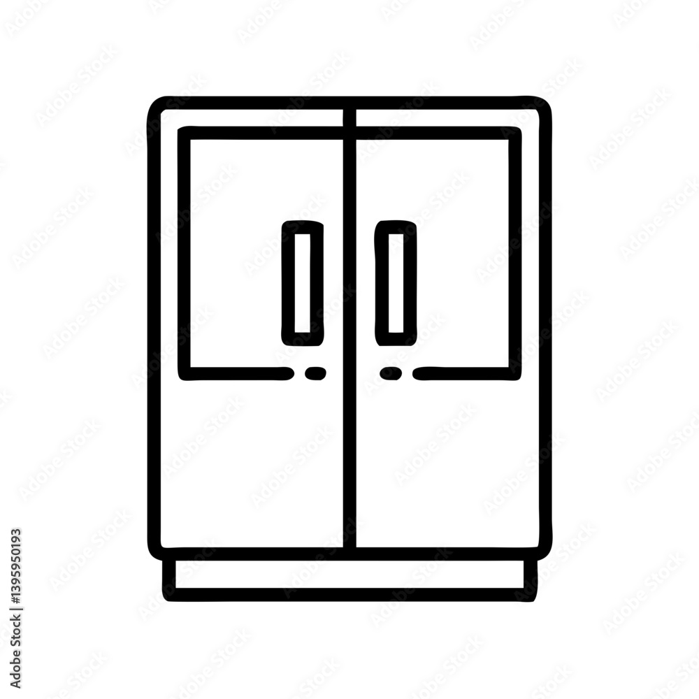 Double Door Refrigerator Outline Style Icon Design Double Door Refrigerator Outline Style Icon Design