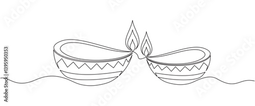 Diwali lantern vector illustration with line art style for diwali day and vesak day