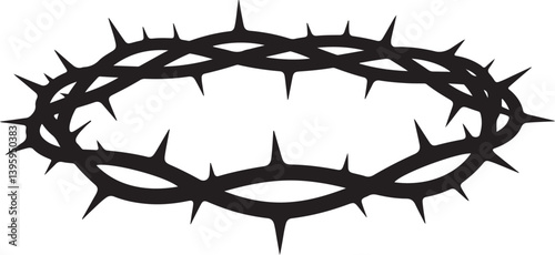  Black and White Icon of a Crown of Thorns Symbol for Religious and Spiritual Design