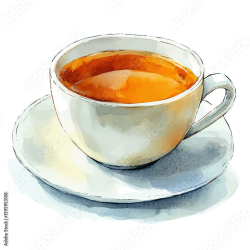 Earl Grey Tea, watercolor illustration, isolated on a white background.

