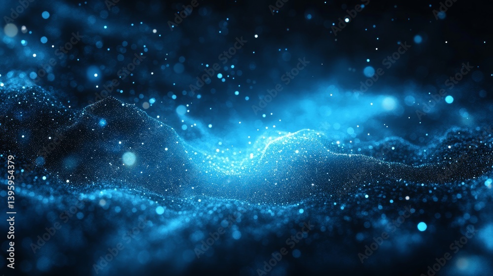 Naklejka premium Abstract Blue Nebula: Cosmic Dust and Stellar Particles