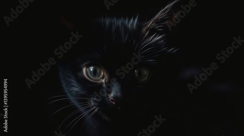 black cat on dark background