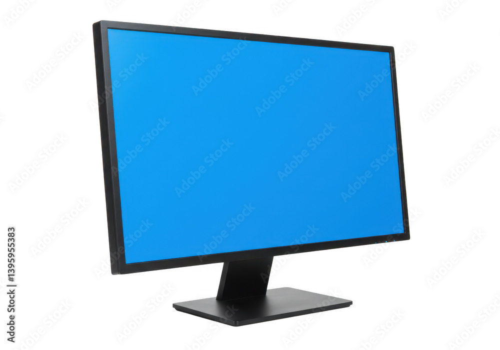 A computer monitor with a blue screen A computer monitor with a blue screen