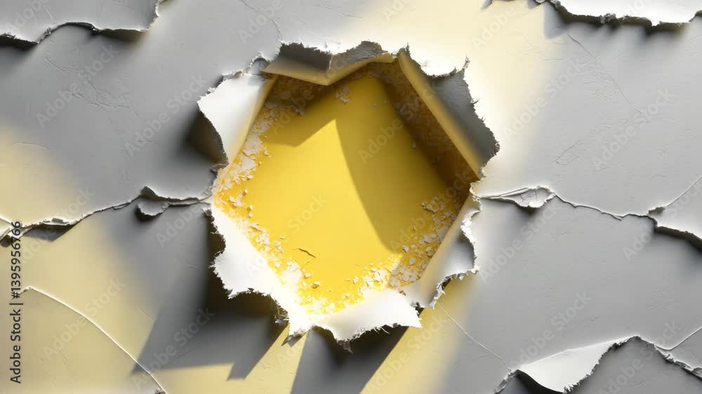 Vector of paper texture with a torn hole, showcasing frayed edges and a space for a message.