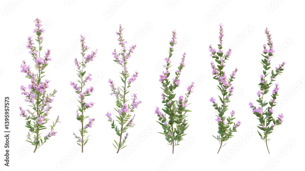 Naklejka premium Pack Rosemary Set in Different Poses Against Transparent Background for Culinary Branding, Herbal Medicine, or Organic Design