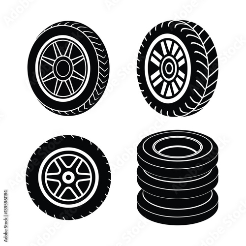 set of tire icons