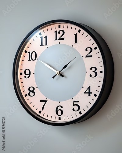 image d'une horloge murale qui donne l'heure et qui se trouve devant un fond uni photo