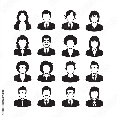 Silhouettes of men and women in suits, perfect for professional and corporate branding