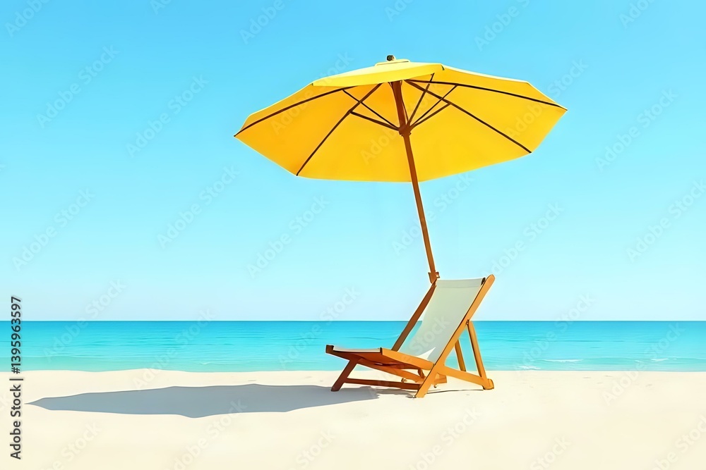 illustration vectoriel d'un parasol et d'un transat installés sur une plage de sable fin en face de la mer illustration vectoriel d'un parasol et d'un transat installés sur une plage de sable fin en face de la mer