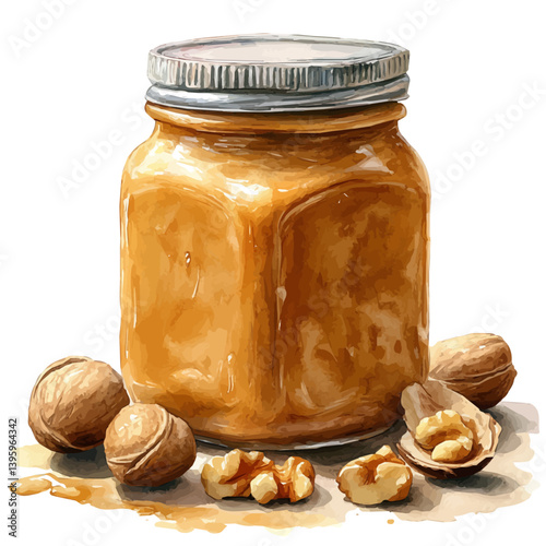 Dulce de Leche, watercolor illustration, isolated on a white background.

