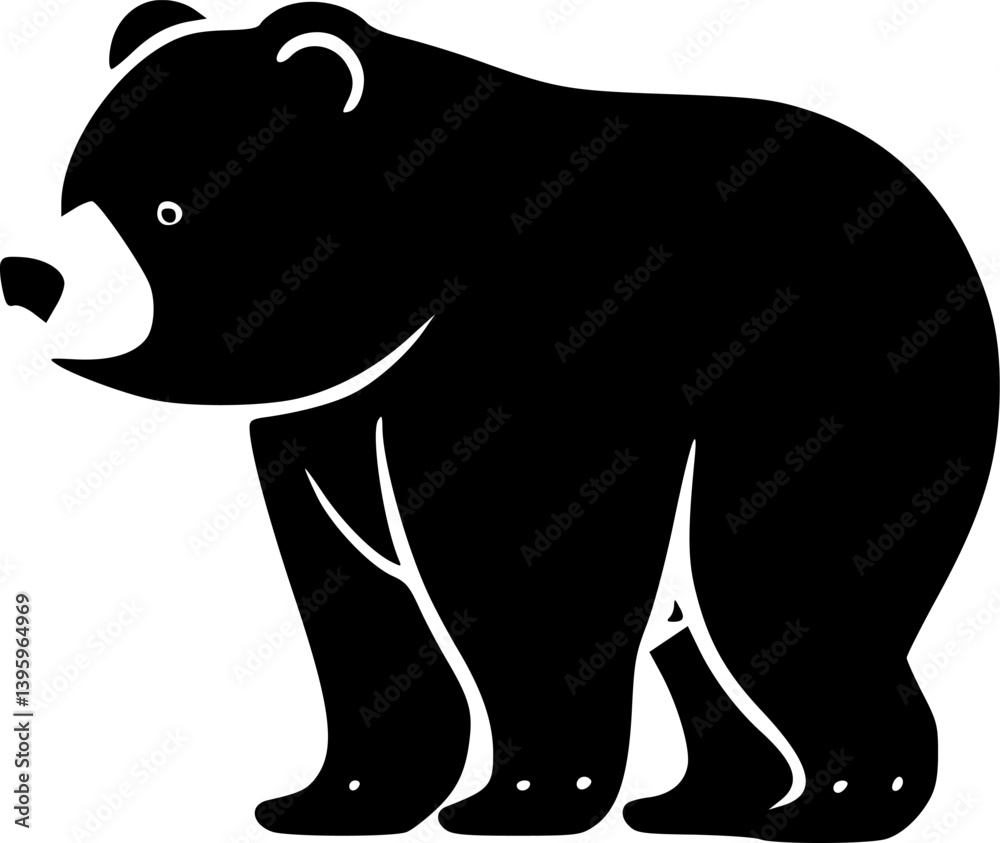 Fototapeta premium Bear | Black and White Vector illustration