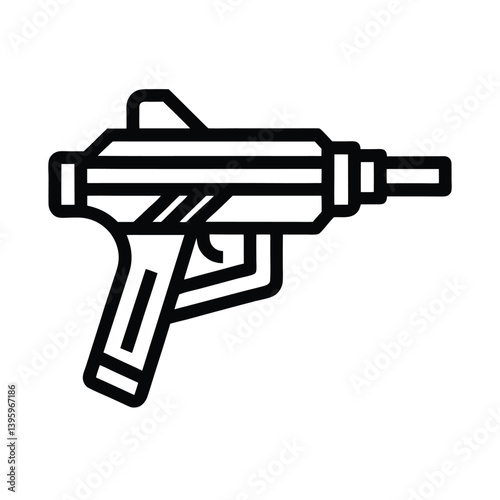 Blaster Outline Vector on White Background