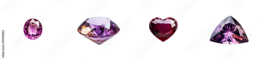 Colorful gemstones, purple amethyst, ruby heart shapes collection, cut out transparent Colorful gemstones, purple amethyst, ruby heart shapes collection, cut out transparent