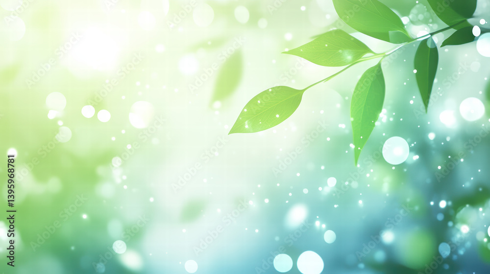 Fototapeta premium Sunlit foliage: Capturing the ethereal beauty of nature's details, with a sunlit foliage, showing leaves bathed in soft bokeh light and gentle background