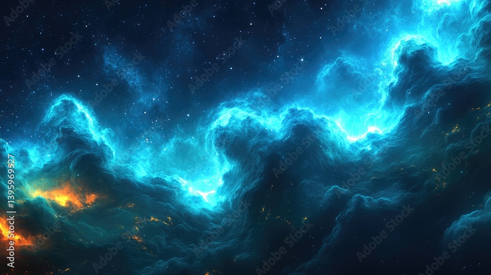 Obraz premium Cosmic nebulae, vibrant swirling colors in deep space
