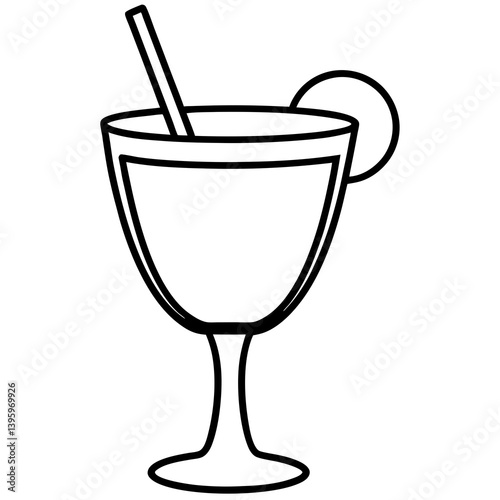 Cocktail Glass Outline Vector | Generative AI Line Art Design for Printable Use