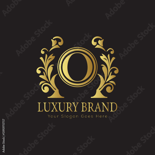 Luxury Laurel Wreath Letter Logo Design with Hexagon Frame for Sophisticated Branding